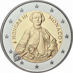 Монако 2 евро 2020 год - 300 лет со дня рождения Оноре III