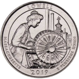 США 25 центов 2019 год - Национальный исторический парк Лоуэлл (D)