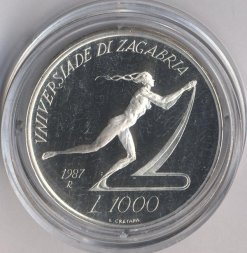 Сан-Марино 1000 лир 1987 год - Летняя Универсиада 1987. Загреб