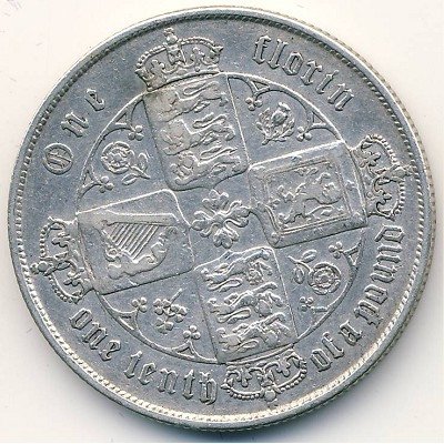 Великобритания 2 шиллинга (1 флорин) 1864 год