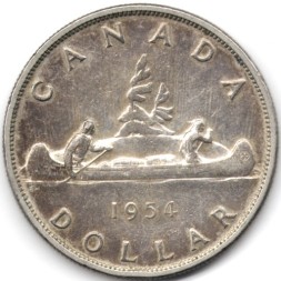 Канада 1 доллар 1954 год Каноэ