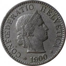 Швейцария 5 раппенов 1900 год