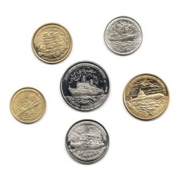 Набор из 6 монет Россия 1996 год "300 лет российскому флоту" (копия)