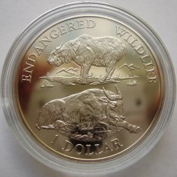 Острова Кука 1 доллар 1996 год - Вымирающие виды. Сычуаньский такин