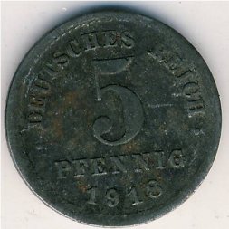 Германия 5 пфеннигов 1918 год