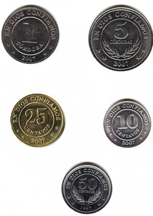 Набор из 5 монет Никарагуа 1997-2007 год