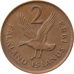 Фолклендские острова 2 пенса 1983 год - Магелланов гусь