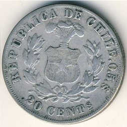 Чили 20 сентаво 1892 год