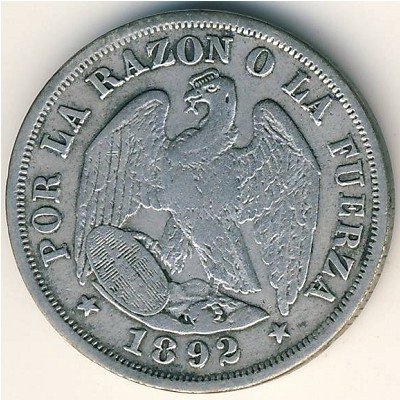 Чили 20 сентаво 1892 год