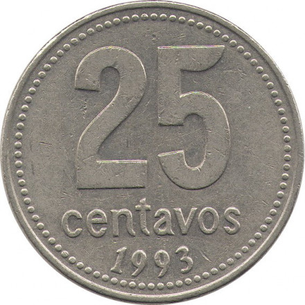 Аргентина 25 сентаво 1993 год - Ратуша (Cu-Ni)