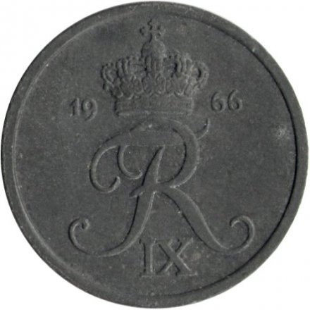 Дания 2 эре 1966 год - Король Фредерик IX (цинк)