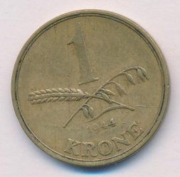 Дания 1 крона 1944 год