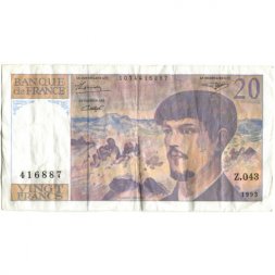 Франция 20 франков 1993 год - Клод Дебюсси. Опера Ла Мер - VF