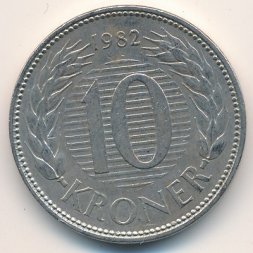 Дания 10 крон 1982 год
