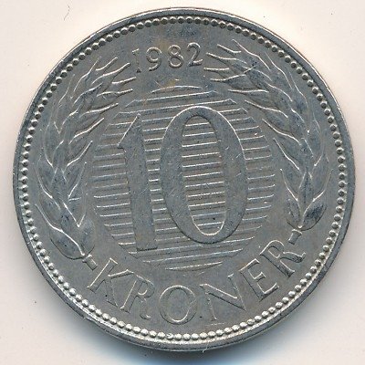 Дания 10 крон 1982 год