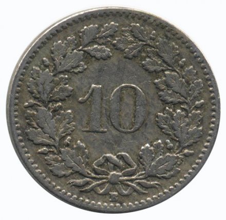 Швейцария 10 раппенов 1908 год