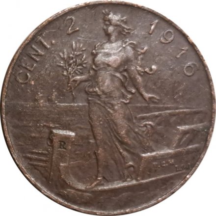 Италия 2 чентезимо 1916 год