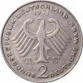 ФРГ 2 марки 1971 год (D) - Конрад Аденауэр, 20 лет Федеративной Республике (1949-1969)