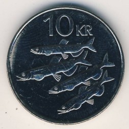 Монета Исландия 10 крон 2004 год - Мойва