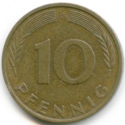 ФРГ 10 пфеннигов 1987 год - G