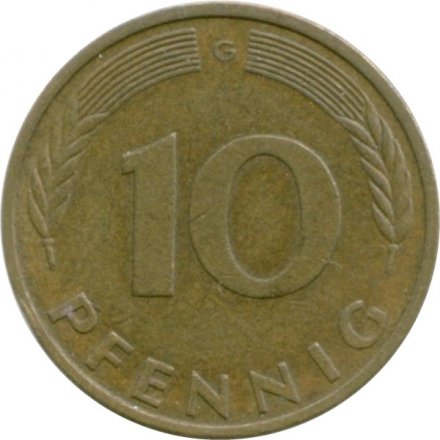 ФРГ 10 пфеннигов 1987 год - G