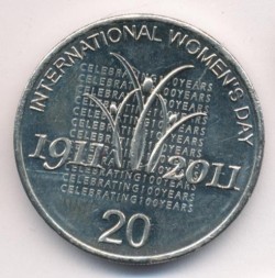 Монета Австралия 20 центов 2011 год - 100 лет Международному женскому дню