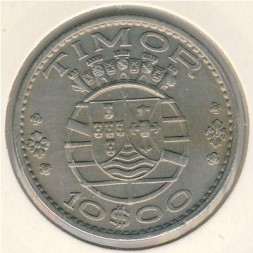 Монета Тимор 10 эскудо 1970 год