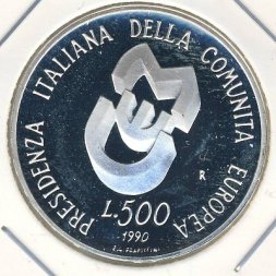 Италия 500 лир 1990 год