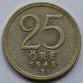 Швеция 25 эре 1948 год - Король Густав V