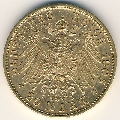 Бавария 20 марок 1905 год