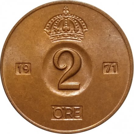 Швеция 2 эре 1971 год