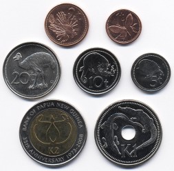 Набор из 7 монет Папуа - Новая Гвинея 2004 - 2008 год