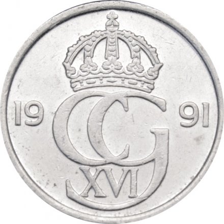 Швеция 50 эре 1991 год - Король Карл XVI Густав