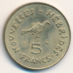 Монета Новые Гебриды 5 франков 1970 год