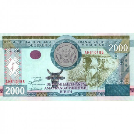 Бурунди 2000 франков 2008 год - Сбор урожая UNC