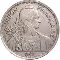 Французский Индокитай 1 пиастр 1947 год (рубчатый гурт)