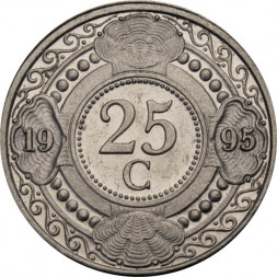 Антильские острова 25 центов 1995 год