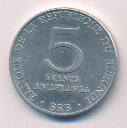 Бурунди 5 франков 1976 год