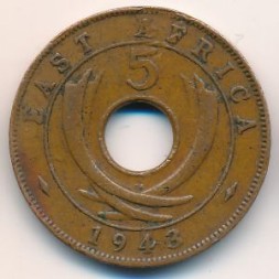 Восточная Африка 5 центов 1943 год - Георг VI