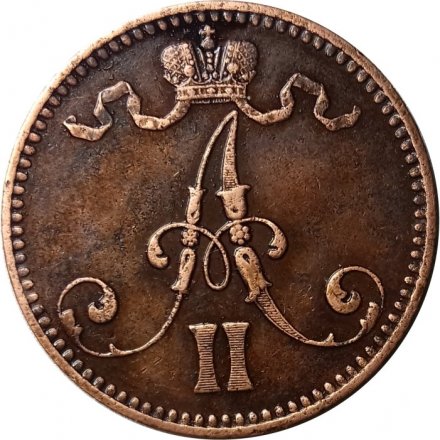 Финляндия 5 пенни 1866 год - Александр II - XF