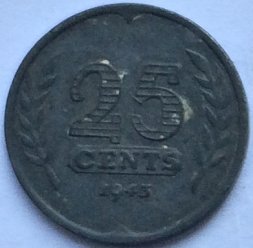 Нидерланды 25 центов 1943 год