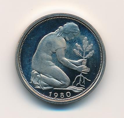 ФРГ 50 пфеннигов 1980 год (F) (Proof)