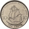 Восточные Карибы 10 центов 2009 год