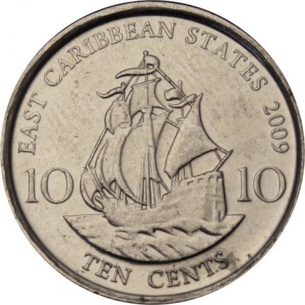 Восточные Карибы 10 центов 2009 год