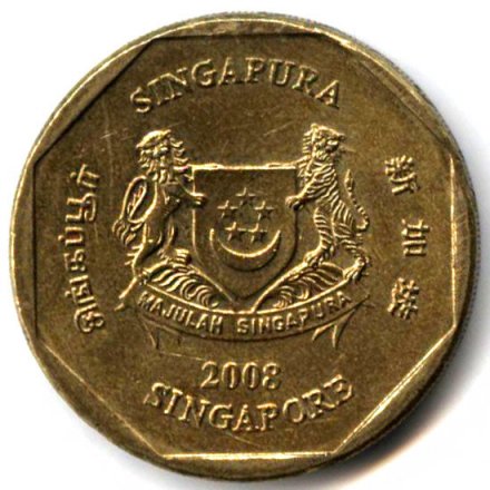 Сингапур 1 доллар 2008 год