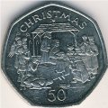 Остров Мэн 50 пенсов 1991 год - Рождество (AA)