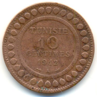 Тунис 10 сантимов 1912 год