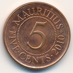 Маврикий 5 центов 2010 год
