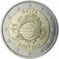 Мальта 2 евро 2012 год - 10 лет наличному обращению евро