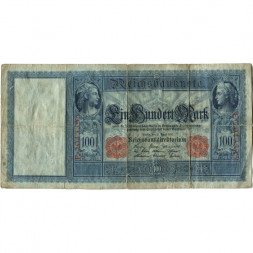 Германия 100 марок 1910 год (красная печать) - надрывы - VG